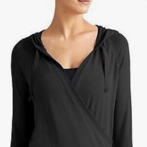 Athleta inner twist solid black hood sweatshirt w thumb holes size M *2 for 20*